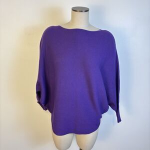 Kerisma Purple Ribbed Dolman Sleeve Poncho Style Sweater Size S/M Boho